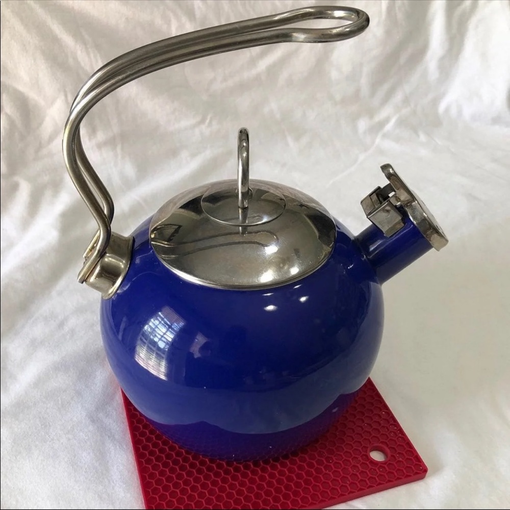 Blue AIDEA 1.7 Quart Whistling Enamel Stainless Steel T Stovetop Tea Kettle